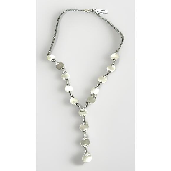 Native American NAVAJO Sterling Silver MOJAVE TURQUOISE Lariat Necklace 26"- NEW - Picture 9 of 16